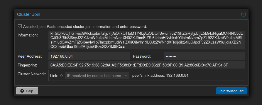 Join Cluster Settings