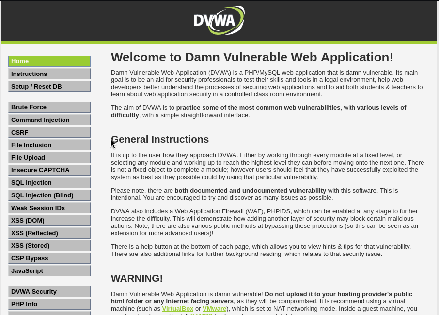 Damn Vulnerable Web App