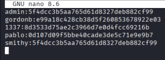 Edited hashes.txt file